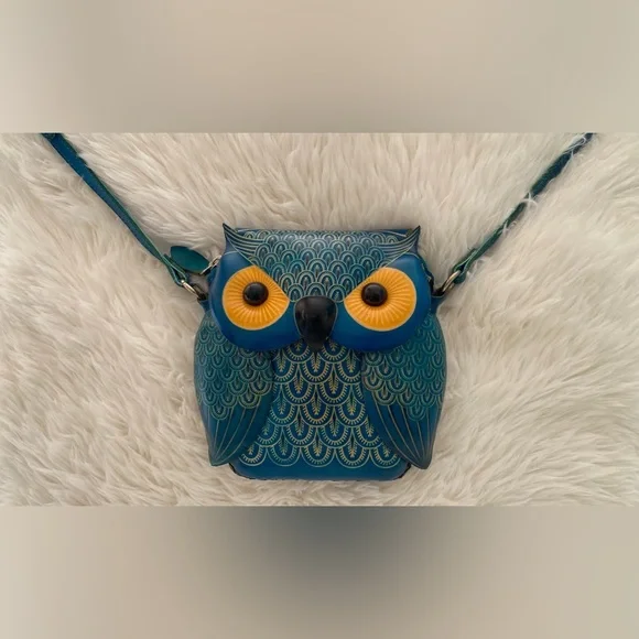 NWOT PurseWorld Australia Unique Blue Owl Crossbody Purse - Picture 8 of 8